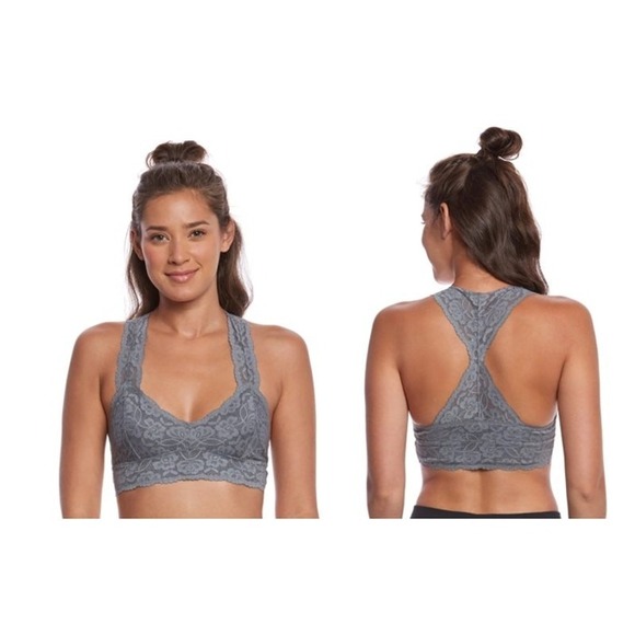 Free People Intimately FP Gray Lace Racerback Bralette Top - Picture 1 of 4